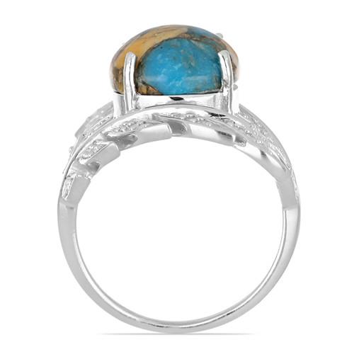 925 SILVER NATURAL OYSTER TURQUOISE GEMSTONE BIG STONE RING
